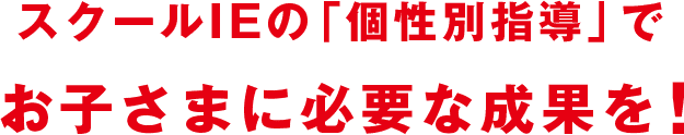 スクールIEの「個性別指導」でお子さまに必要な成果を!