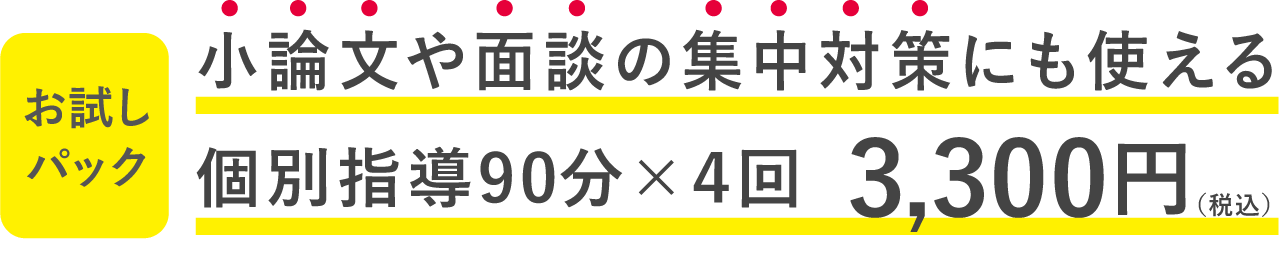 定期テストの集中対策にも使える個別指導90分×４回 3300円