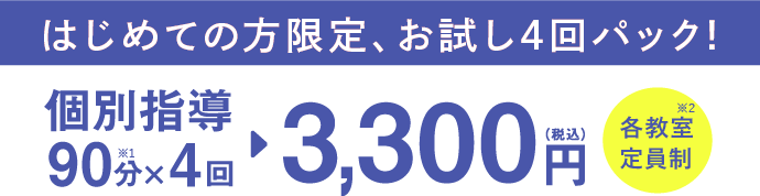 個別指導90分×4回 3300円